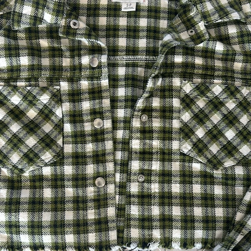 BDG Urban Outfitters Green Plaid Cropped Jacket size small